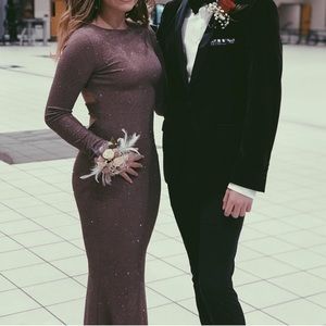 Long Sleeve Mauve Homecoming/Prom Dress